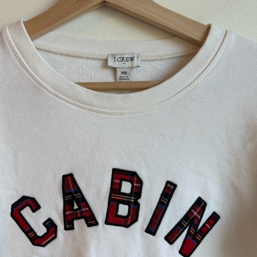 J.Crew Holiday Cabin Fever Fleece Pullover Sweater – Ivory Tartan XS - Picture 5 of 7
